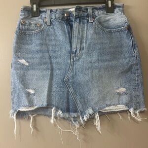 Pistola Distressed Denim Mini Skirt - Light Blue